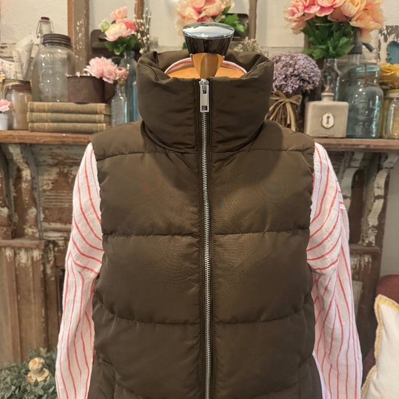 H&M PUFFER VEST COAT | Rich CHOCOLATE Brown | Oversized Neck | FUR LINED | S - Picture 5 of 13